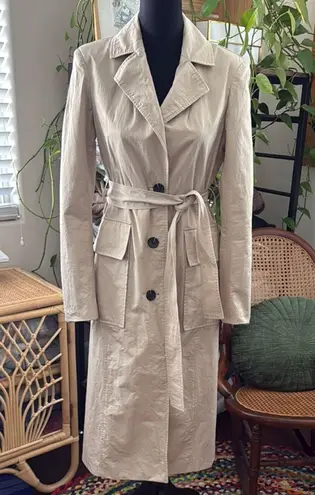 Avec Les Filles Beige Button Up Belted Trench Coat