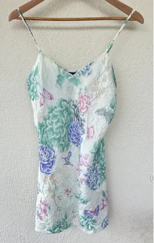 August Silk VTG Y2K Intimates Pastel Floral Silk Slip Dress Fairy Womens Size XS