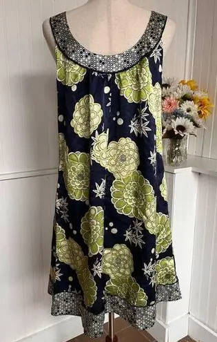 Jonathan Martin Blue & Green Floral Shift Dress