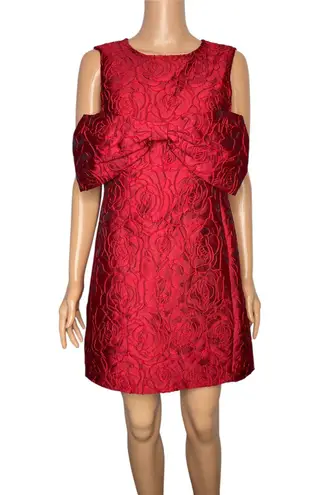 Sister Jane Tate Rose Jacquard Bow Mini Dress sz M Cherry Red NWT Size M