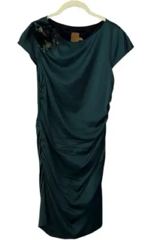 Ali Ro Anthropologie Silk Peacock Feather Dress Size 10