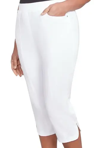 Alfred Dunner Women's White Flat Front Elastic Back Size 22 W