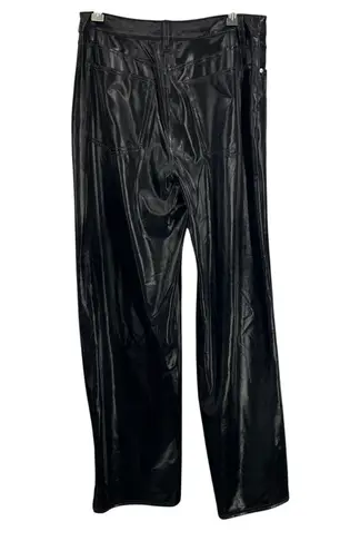 We Wore What Black Faux Leather Pants Size 29 High Rise Wide Leg Shiny
