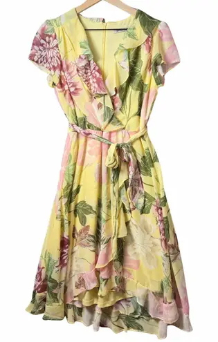 Danny & Nicole Womens Midi Fit & Flare Dress Yellow Dandelion Ruffled