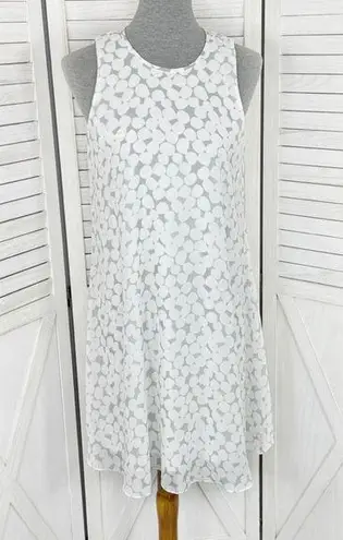 Calvin Klein  Polkadot Chiffon Sleeveless Tent Swing Dress White Grey Size 8