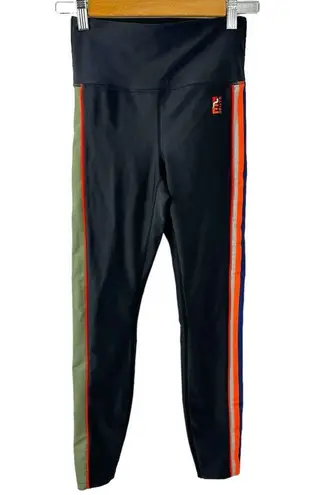 P.E Nation Crossbar Black Leggings Black Side Stripe Green XSmall Activewear Size XS