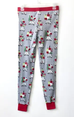Munki Munki Grey Christmas Winter Holiday Car Long-Sleeve Pajama Set Small