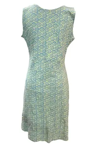 Fresh Produce  Dress Faux Wrap Jersey Blue/Green Lime Print Size Large