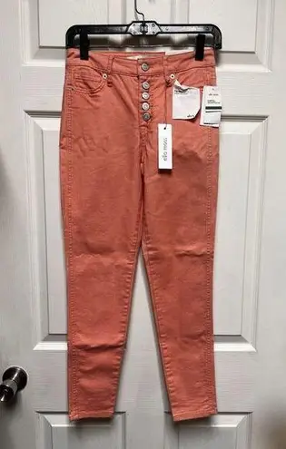 Ella Moss NWT Women's Size 24 Jean Mid Straight Ankle Light Coral Button Fly CPZ