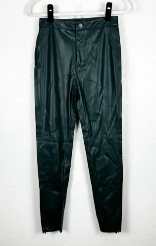 ZARA  Faux Leather Dark Forest Green Pants Blogger Favorite Size Small