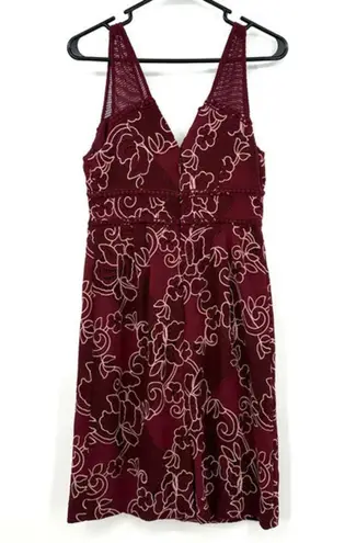 Moulinette Soeurs  size 4 ariana lace column dress burgundy floral fitted‎