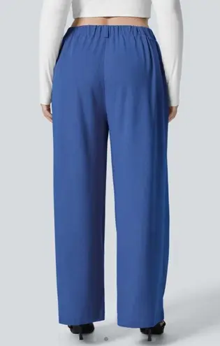 Halara Women's Flex High Waisted Side Pocket Wide Leg Waffle Blue Work Pants XL
