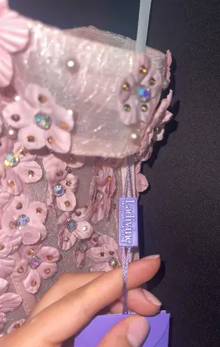 Cinderella Divine Off the Shoulder Floral Mermaid Gown w Sheer Bodice Dusty Rose