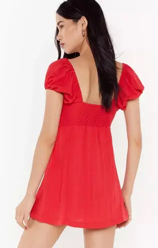 Nasty Gal Red Linen Mini Dress