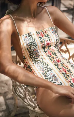 Agua By Agua Bendita Caoba Lluvia Floral Embroidered Swimsuit Multi Large NWT Green