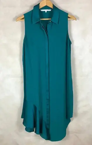 Rachel Roy Emerald Green Flounce-Hem Shirtdress Size MEDIUM