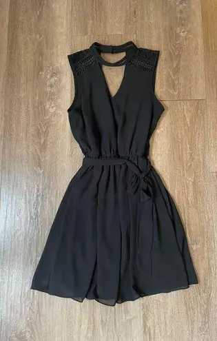 by & by women’s black dress lace detail choker ribbon belt size small