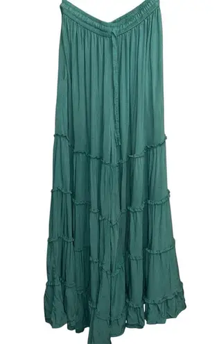 Elegant Teal Wide Leg Pants Green Size undefined