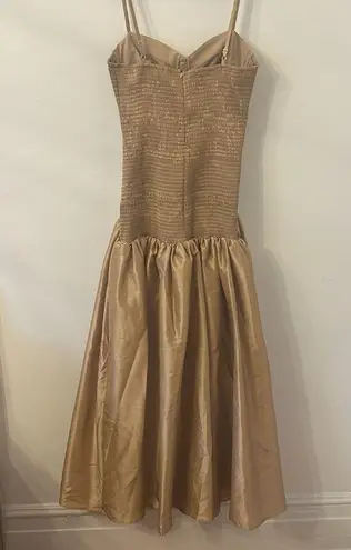 Hutch NWT Lietta Gown Gold Maxi Smocked Size M