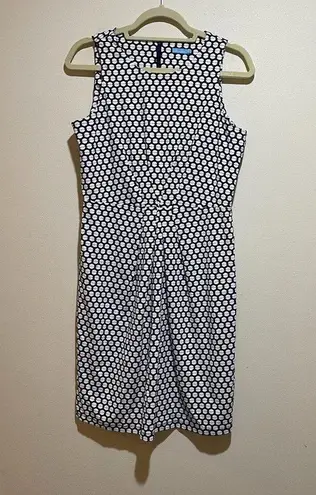 J. McLaughlin Size M Catalina Cloth Mia Sleeveless Sheath Dress Navy Polka Dot