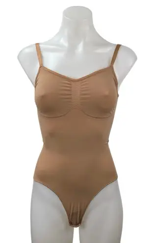 SKIMS Women's Brown Nude Sleeveless Cami Camisole Thong Bodysuit Tank Top L/XL