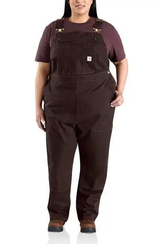 Carhartt Rugged Flex Loose Fit Canvas Bib Overalls Dark Brown Crawford NWT XL