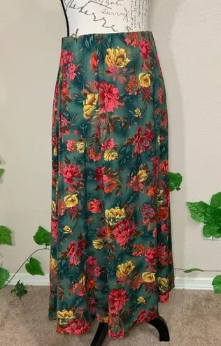 Jantzen Vintage 90’s Green Floral Ankle Skirt Fairy