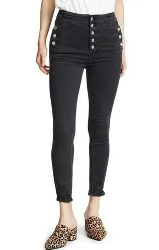 J Brand  Natasha Sky-High Cropped Skinny Jeans Bellatrix Destruct Black Denim 25