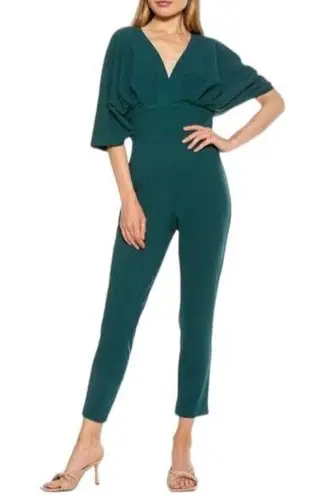 Alexia Admor Jumpsuit Womens Size Extra Small XS Green V-Neck Ankle Cropped - Image 1