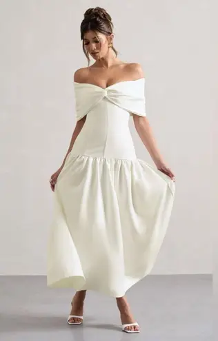 Club L London Marguerite White Twisted Bardot Drop