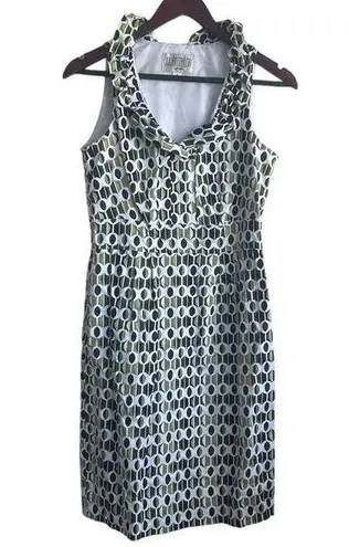 Julian Taylor Dress Women 6 Geometric Ruffle Collar Workwear Office Event Travel