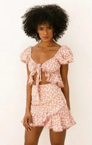 Sobo Hattie Skirt with Top Floral Dusty Rose Pink Cotton Layered Woman's Small