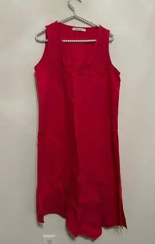 Eva Tralala Linen Dress Size Large Lagenlook Oversized Pink Cottage Comfort Maxi