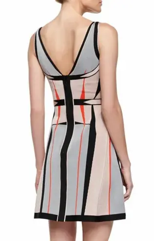 Herve Leger Cameron Engineered colorblock jacquard A-line dress size medium NWT