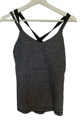 Danskin athletic tank top cross cross straps charcoal gray black medium Black