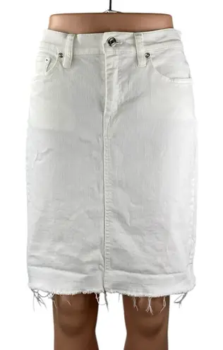 J.Crew Women's White High Waisted Frayed Pencil Mini Denim Jean Skirt Size 28