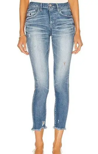 Moussy Vintage Diana Distressed Cropped Skinny Jeans with Fringed Hem size 25