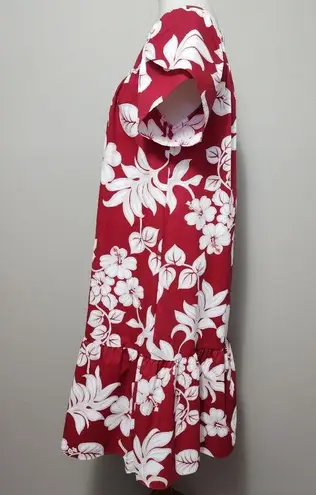 Hawaii Creations Crimson Aloha Tropical Floral Smock Dress Size Small