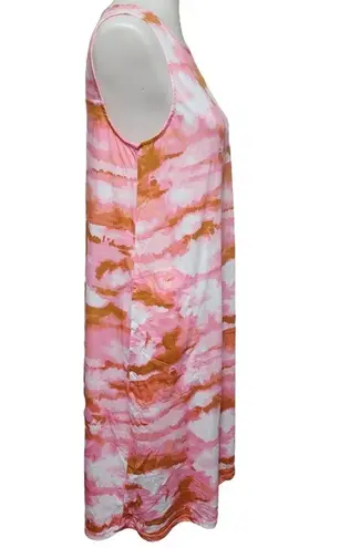 Cuddl Duds pink cloudscape tie dye jersey knit boatneck dress size small