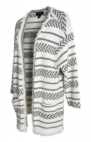 St. John  Women's Darya Fringe Knit Open Front Cardigan Size XL Aztec Print