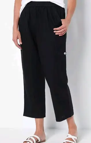 Susan Graver  Pure Women's Crop Pants Linen Rayon Utility Navy Size XS Petite thumbnail 1