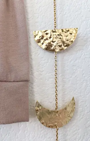 ANGL Taupe Henley Half Button Up Scoop Neck Long Sleeve Top