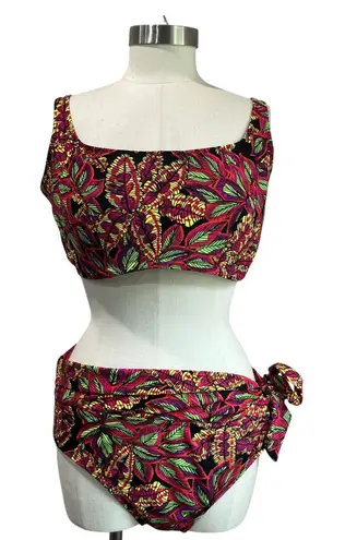 Pour Moi Tropical Bikini Set Top 38G Bottom 18 High Waist Swim Black Size undefined