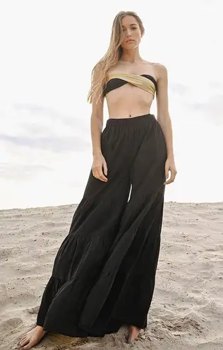 Molly Bracken Molly Braken Le Bain Wide Leg Tiered Beach Pants Black