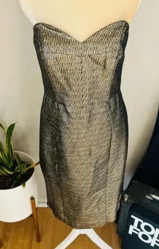 Milly Marta Couture Metallic Strapless Dress, Gold/Black, Boned, Size 8, NWT