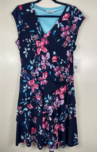 Signature by Robbie Bee Blue and Pink Asymmetrical Sundress Size XL