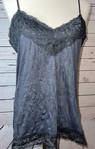 Y2K Babydoll Lace Trim Cami XL Extra Large Elena Gilbert 90s Tank Top Boho Gray