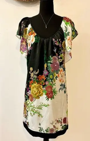 Arden B Floral Ruffle Neck Mini Dress Size Small