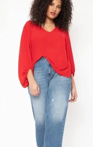 Eloquii Red Georgette Drama Sleeve Blouse Sz.26W