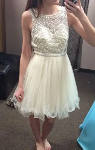 Blush Prom Short Dress champagne color